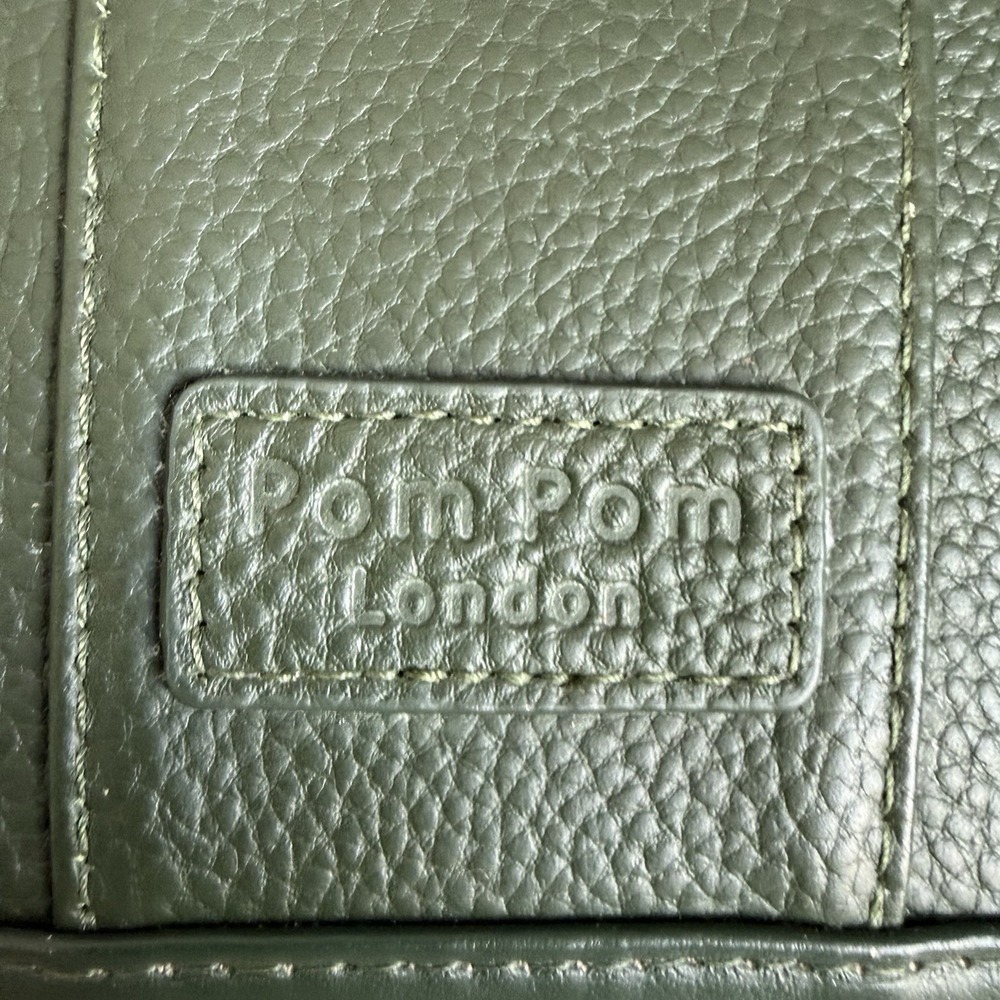 Pom Pom London Leather Forrest Green Chelsea Wallet Full Zip Around Card Case - Picture 5 of 14